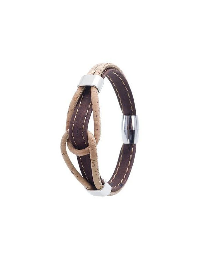 Kork-Deko Bezauberndes Armbändchen aus hellem und dunklem Korkstoff