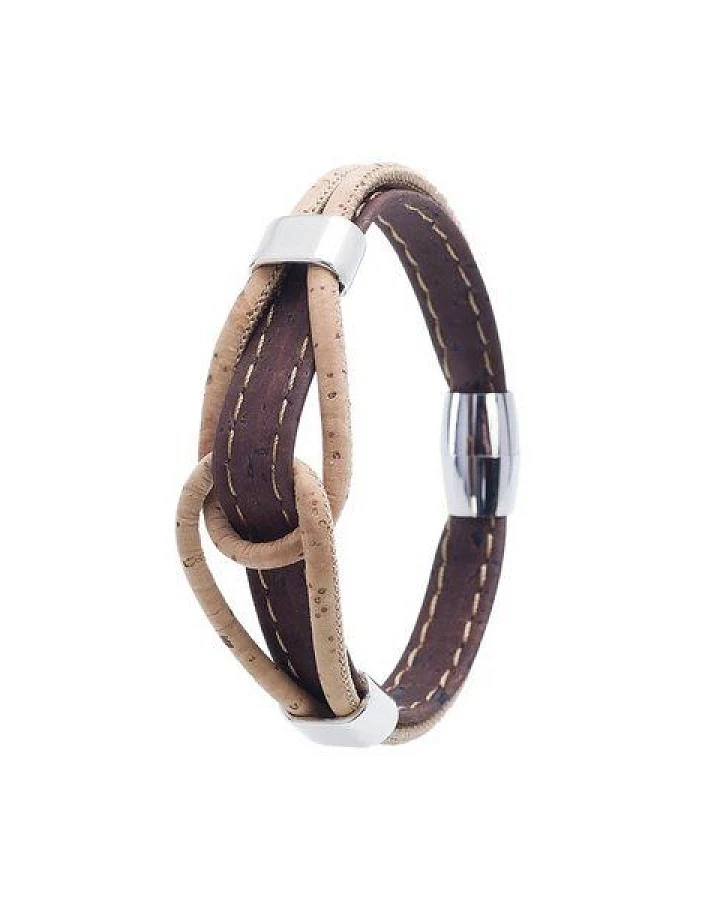 Kork-Deko Bezauberndes Armbändchen aus hellem und dunklem Korkstoff