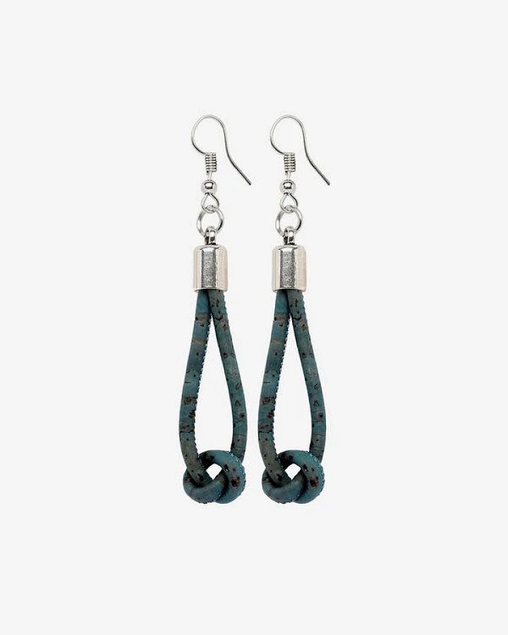 Kork-Deko Stylischer Ohrring in Blau-Denim