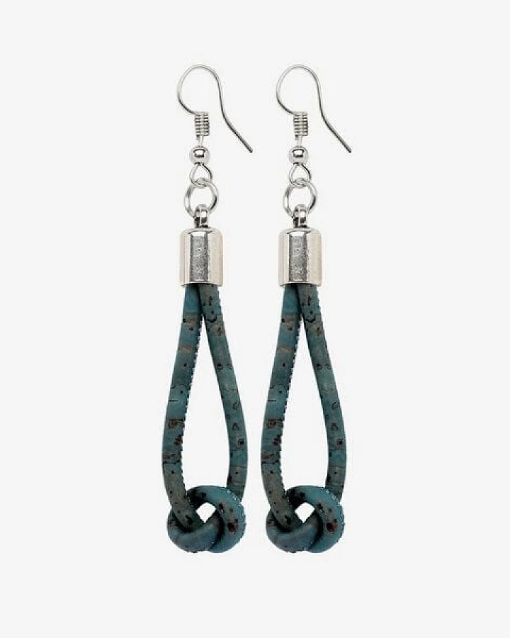 Kork-Deko Stylischer Ohrring in Blau-Denim