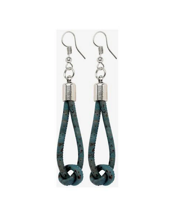 Kork-Deko Stylischer Ohrring in Blau-Denim