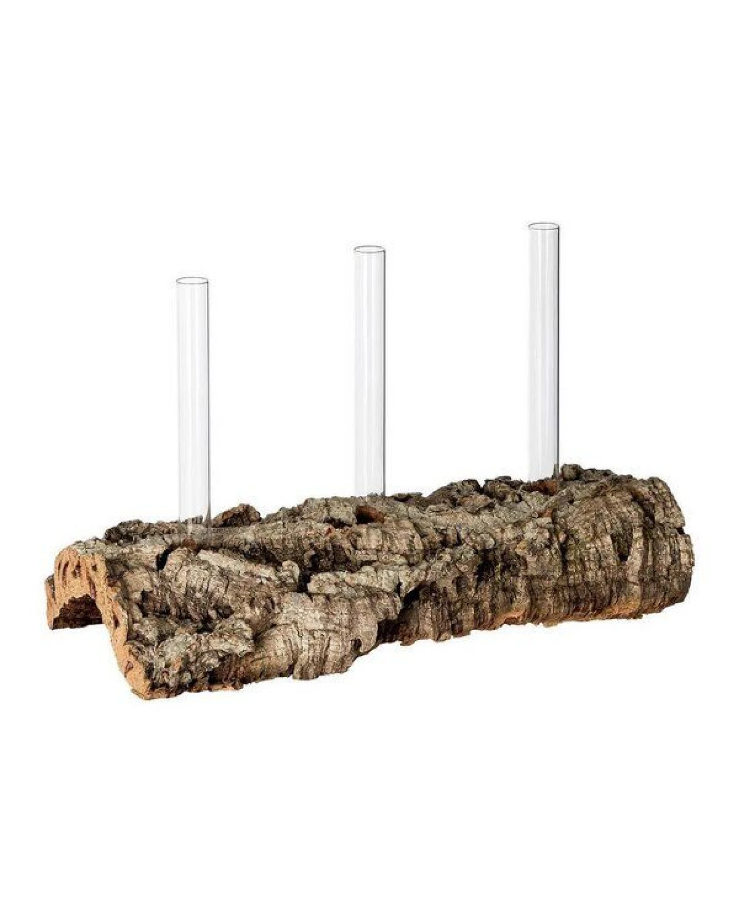 Kork-Deko Korkrinde als Blumen-Vase mit 3 Reagenzgläsern – Ansicht 2