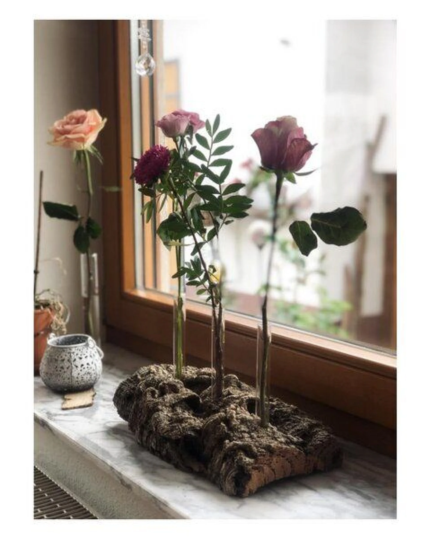 Kork-Deko Korkrinde als Blumen-Vase mit 3 Reagenzgläsern – Ansicht 4