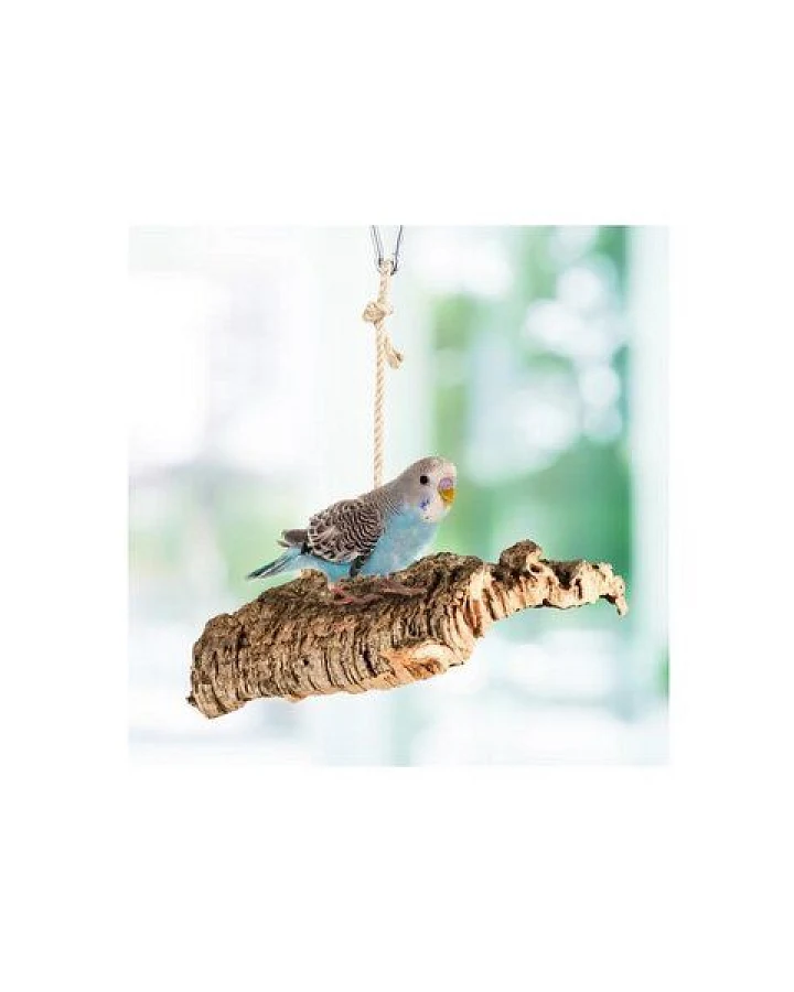 Kork-Deko Vogel-Schaukel aus Naturkork-Rinde, flach 15 cm