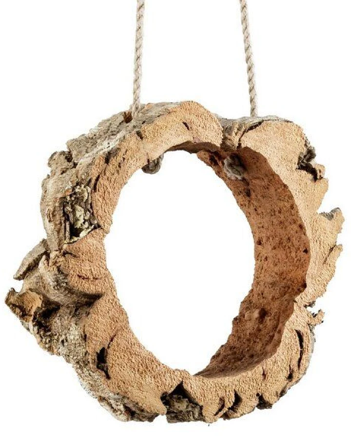 Kork-Deko Vogel-Schaukel aus Naturkork-Rinde, rund ⌀ = 10 cm
