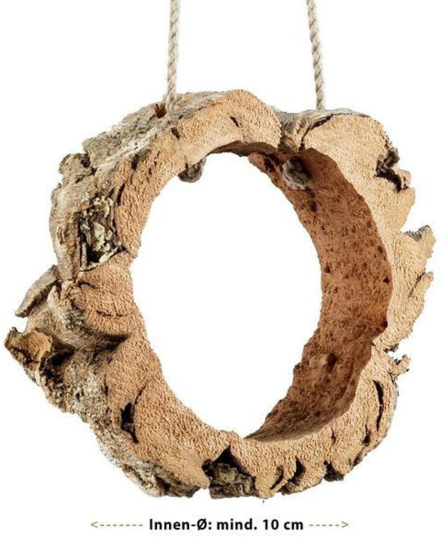 Kork-Deko Vogel-Schaukel aus Naturkork-Rinde, rund ⌀ = 10 cm – Ansicht 4