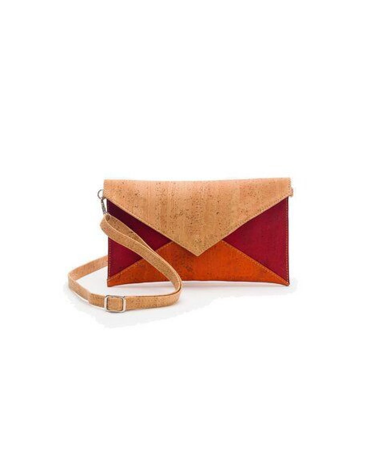 Kork-Deko Moderne kleine Pochette (Clutch) mit Gurt, rot / beige – Ansicht 2