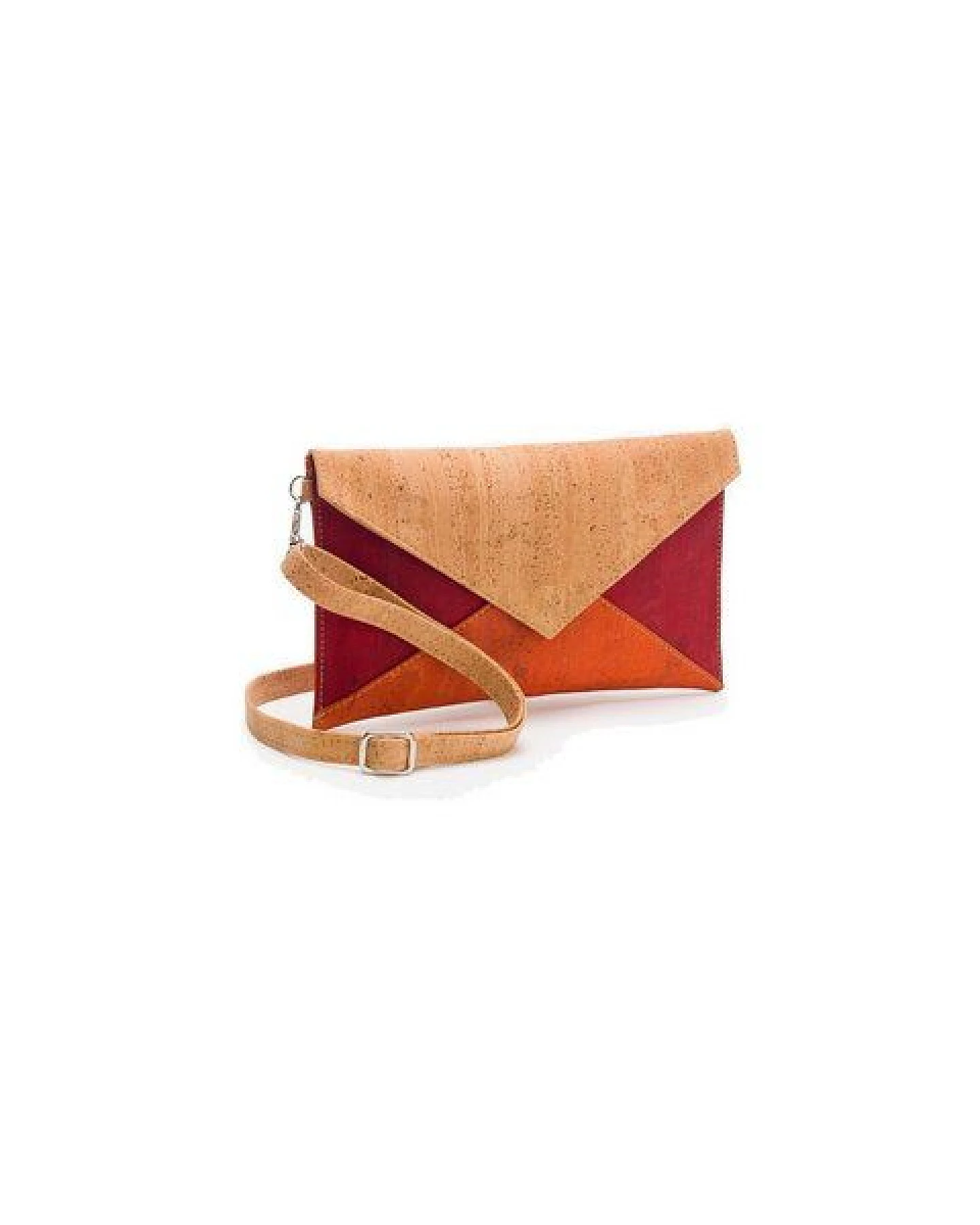 Kork-Deko Moderne kleine Pochette (Clutch) mit Gurt, rot / beige – Ansicht 4