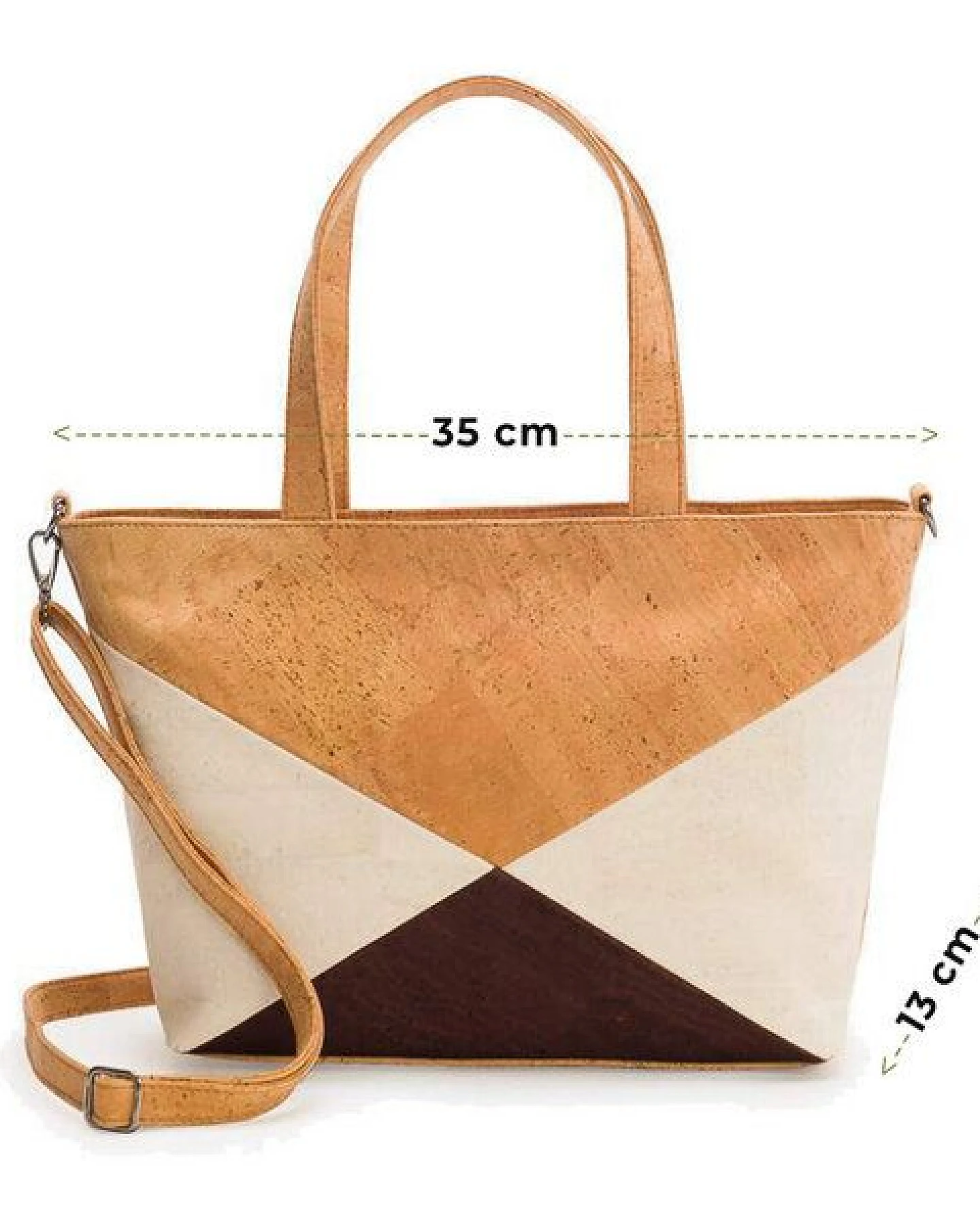 Kork-Deko Kork-Handtasche beige-braun-weiß (Shopper) – Ansicht 2