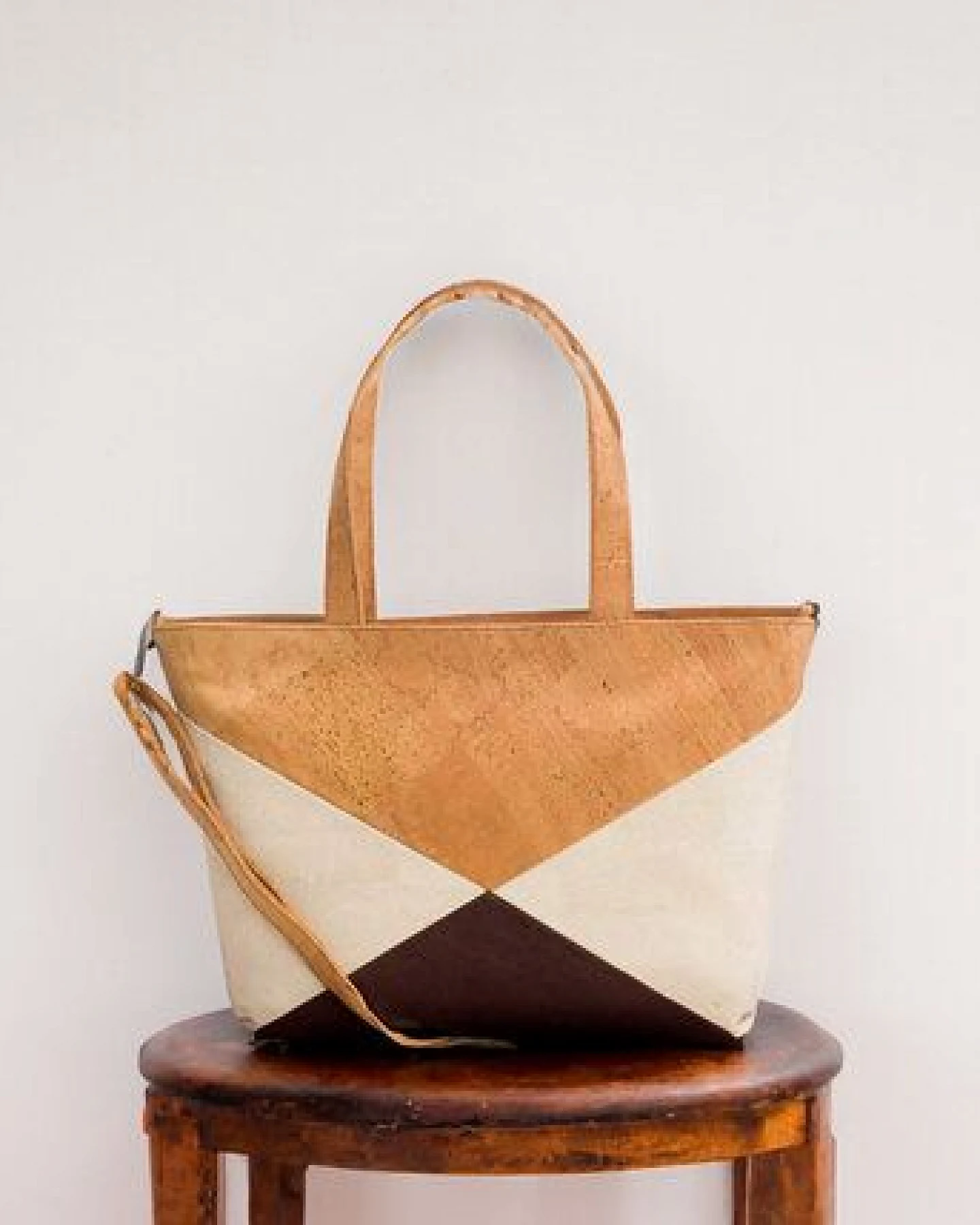 Kork-Deko Kork-Handtasche beige-braun-weiß (Shopper) – Ansicht 3