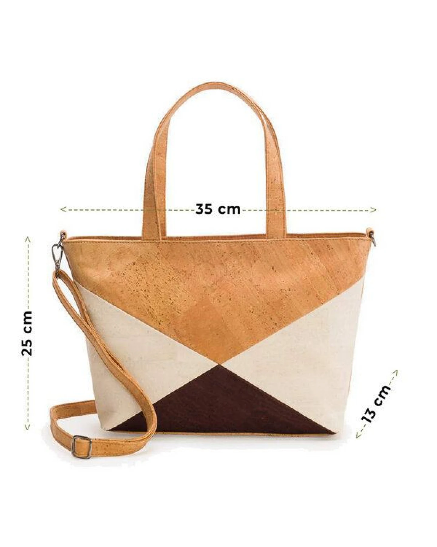 Kork-Deko Kork-Handtasche beige-braun-weiß (Shopper) – Ansicht 2