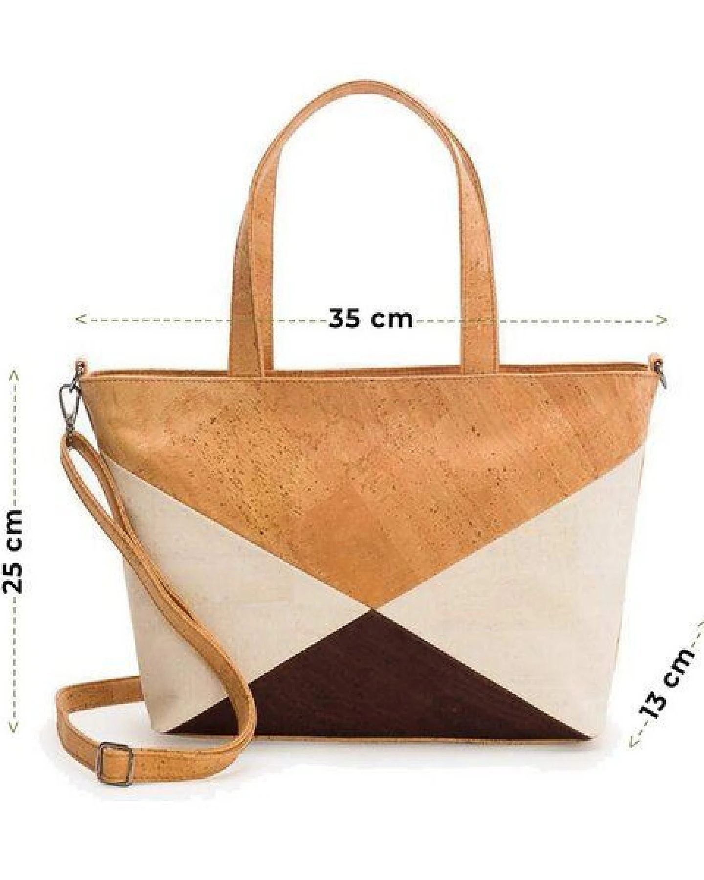 Kork-Deko Kork-Handtasche beige-braun-weiß (Shopper) – Ansicht 2