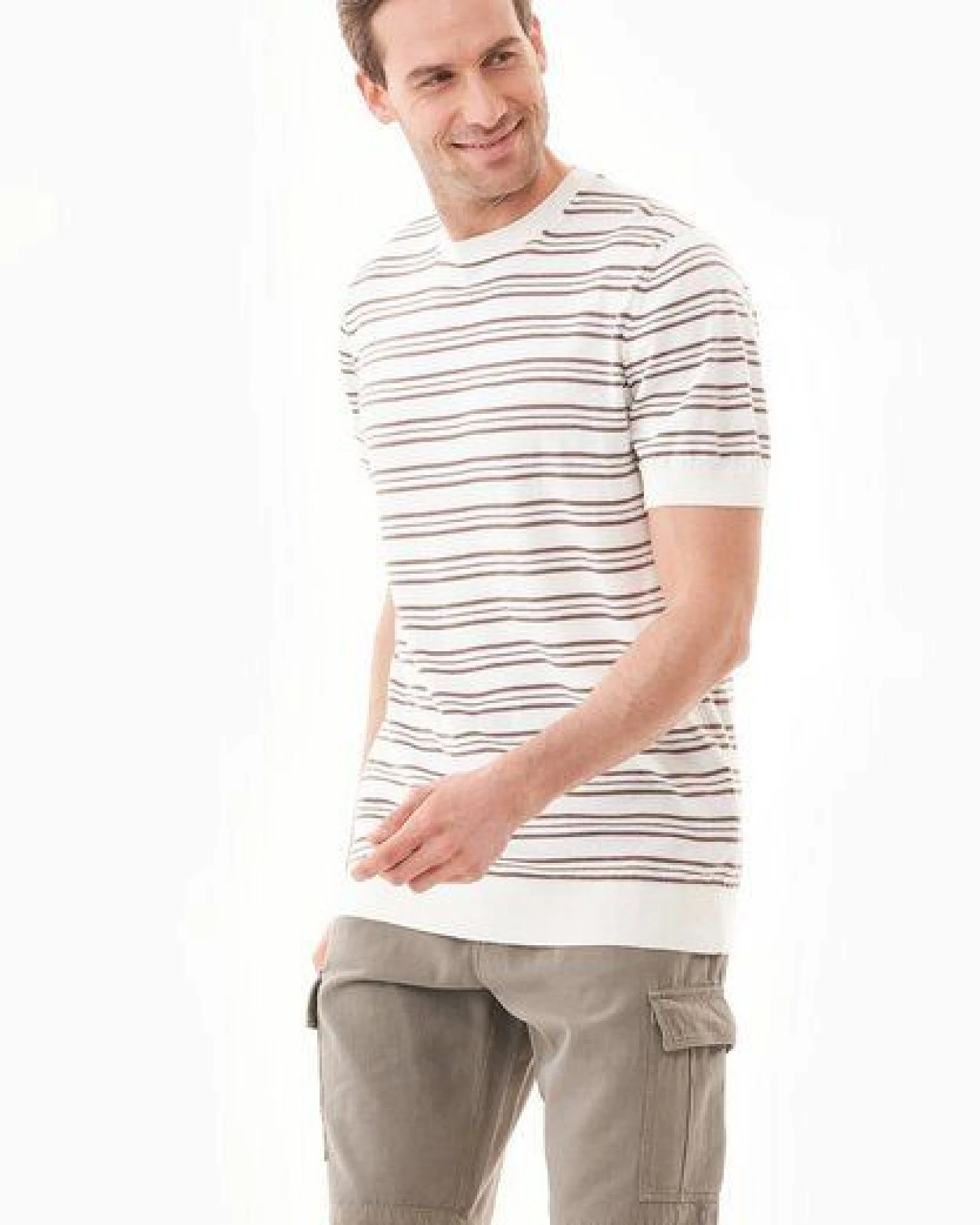 ORGANICATION Feinstrick-T-Shirt aus Bio-Baumwolle mit Streifen – Ansicht 3