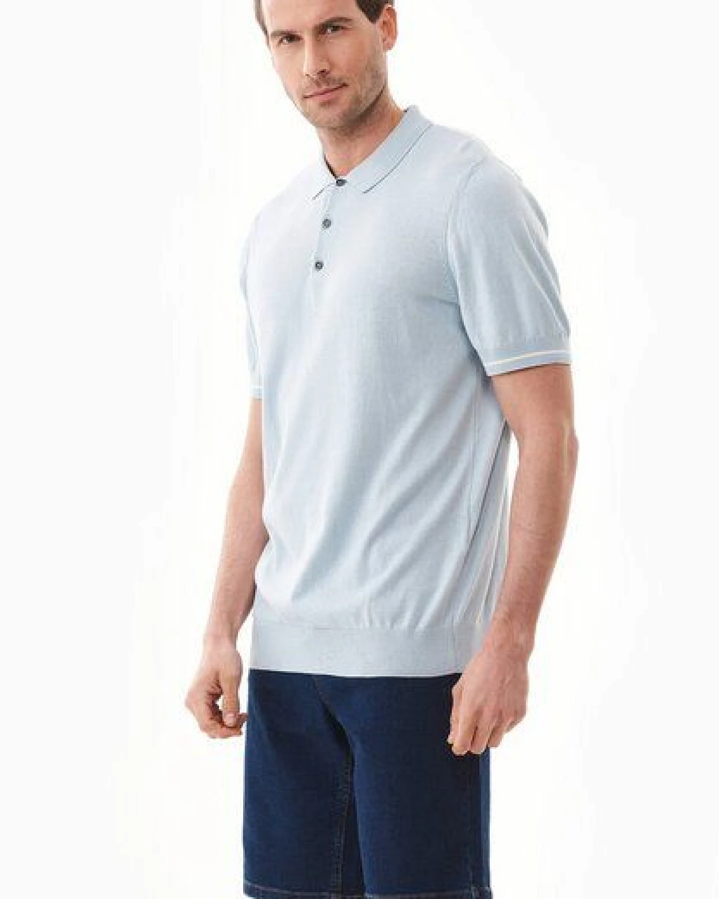 ORGANICATION Strick-Poloshirt aus Bio-Baumwolle – Ansicht 3