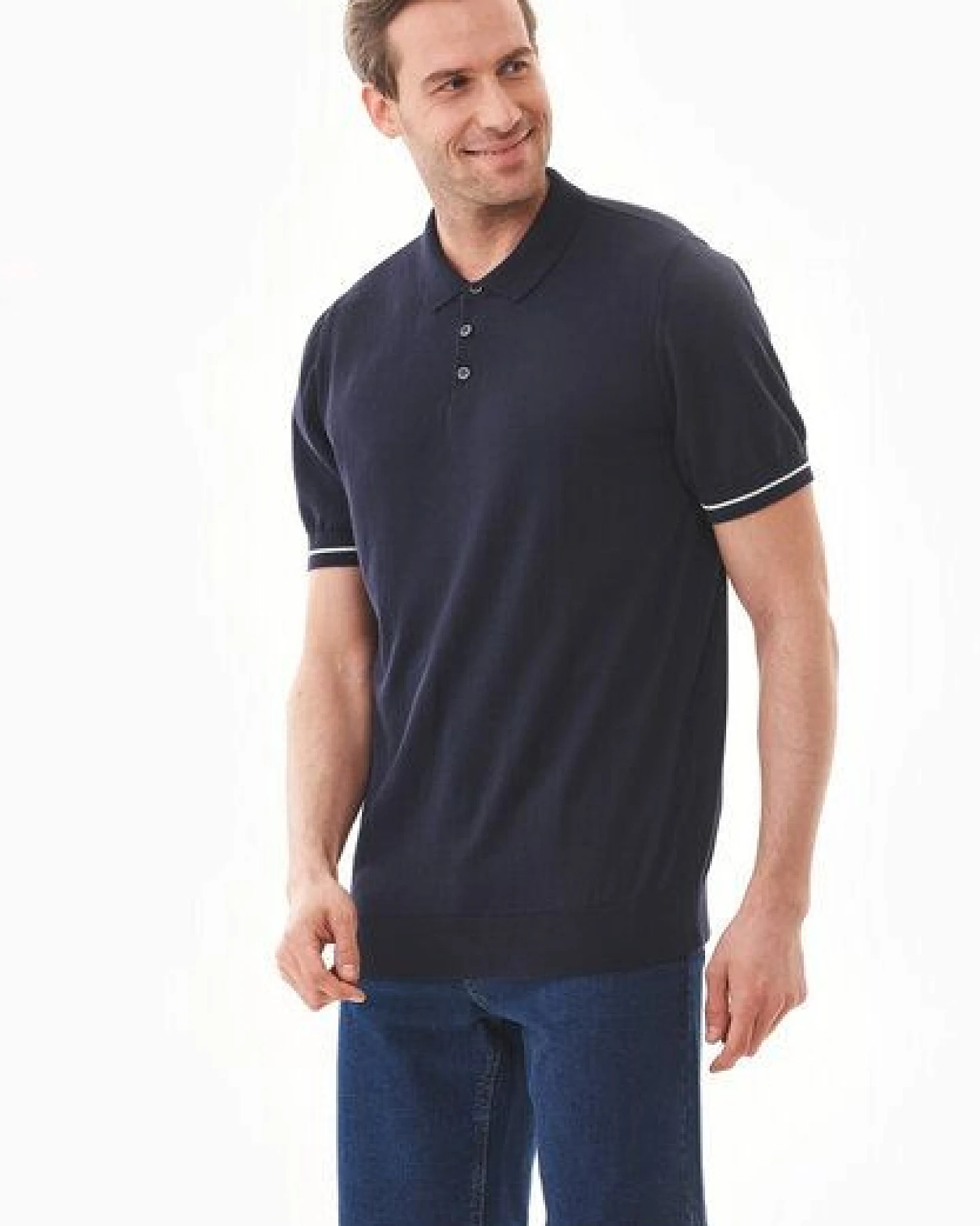 ORGANICATION Strick-Poloshirt aus Bio-Baumwolle – Ansicht 3