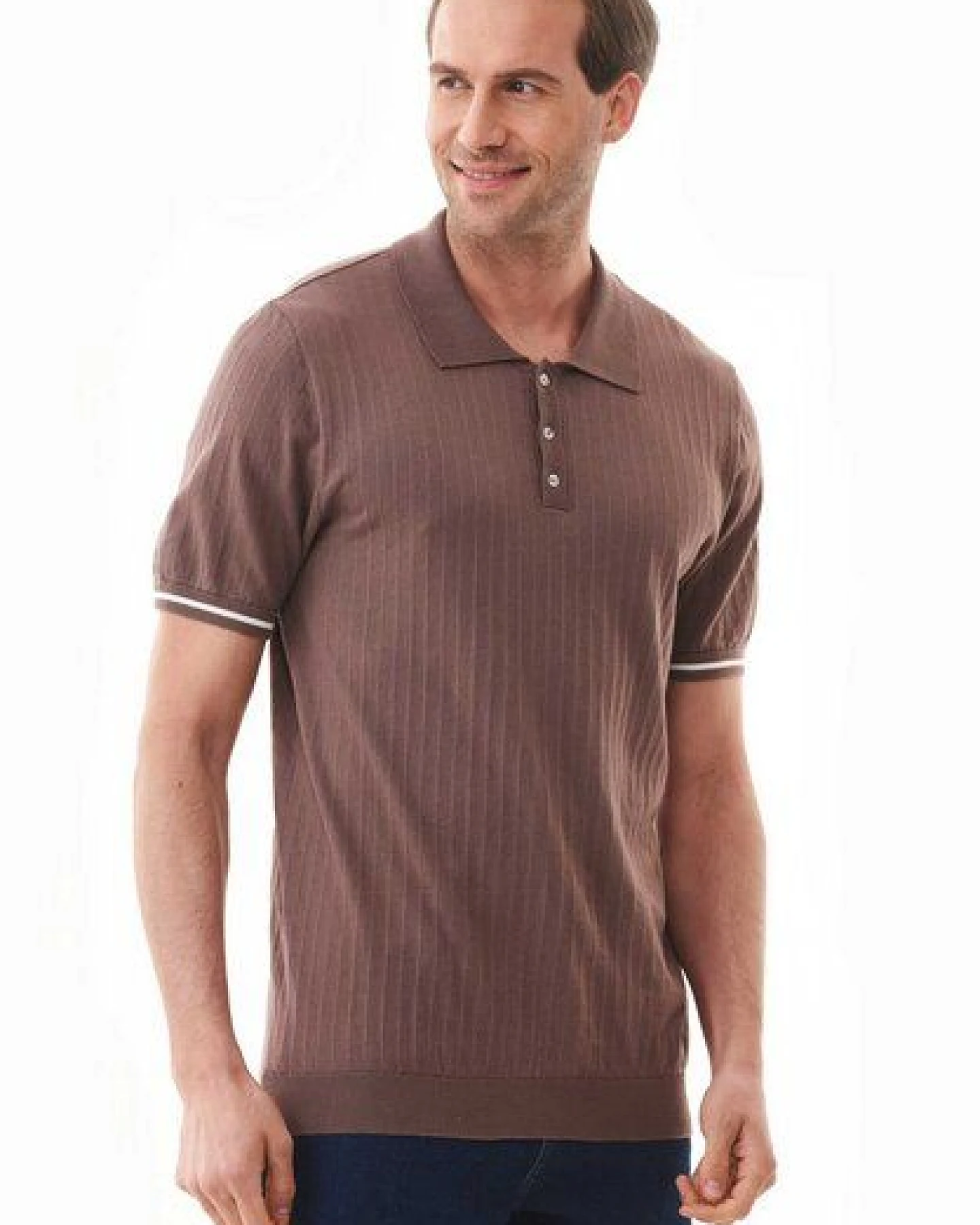 ORGANICATION Strick-Poloshirt aus Bio-Baumwolle – Ansicht 3