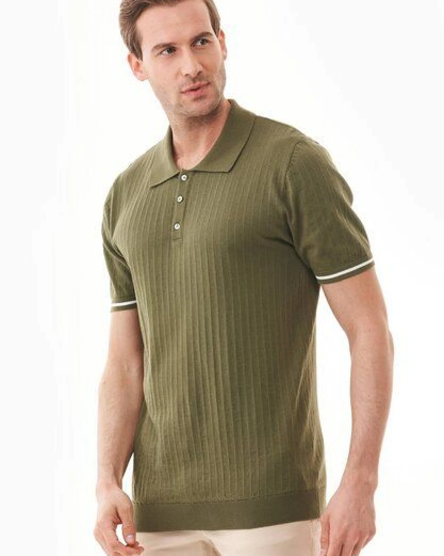 ORGANICATION Strick-Poloshirt aus Bio-Baumwolle – Ansicht 3