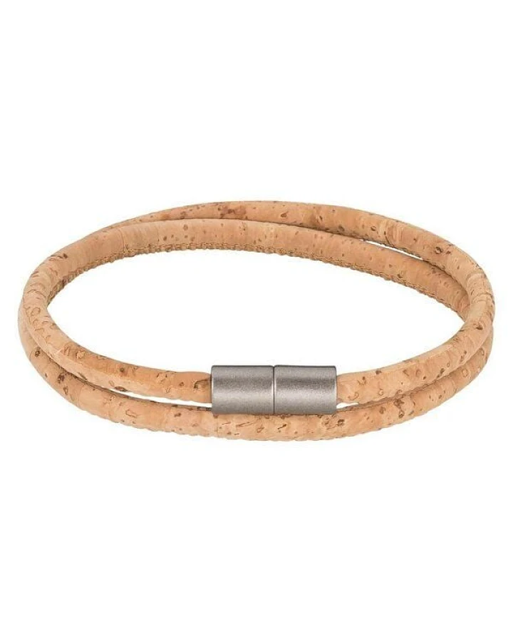Kork-Deko Herrenarmband aus Kork mit Magnetverschluss, natur/ granit matt