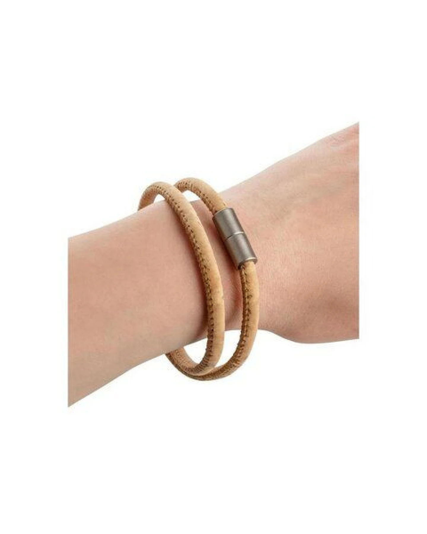 Kork-Deko Herrenarmband aus Kork mit Magnetverschluss, natur/ granit matt – Ansicht 3