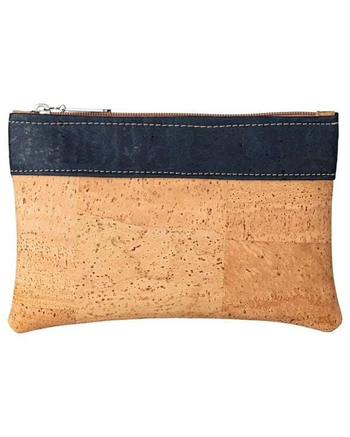 Kork-Deko Kleine Kork-Tasche / kleine Clutch / Etui / großes Portemonnaie, beige blau