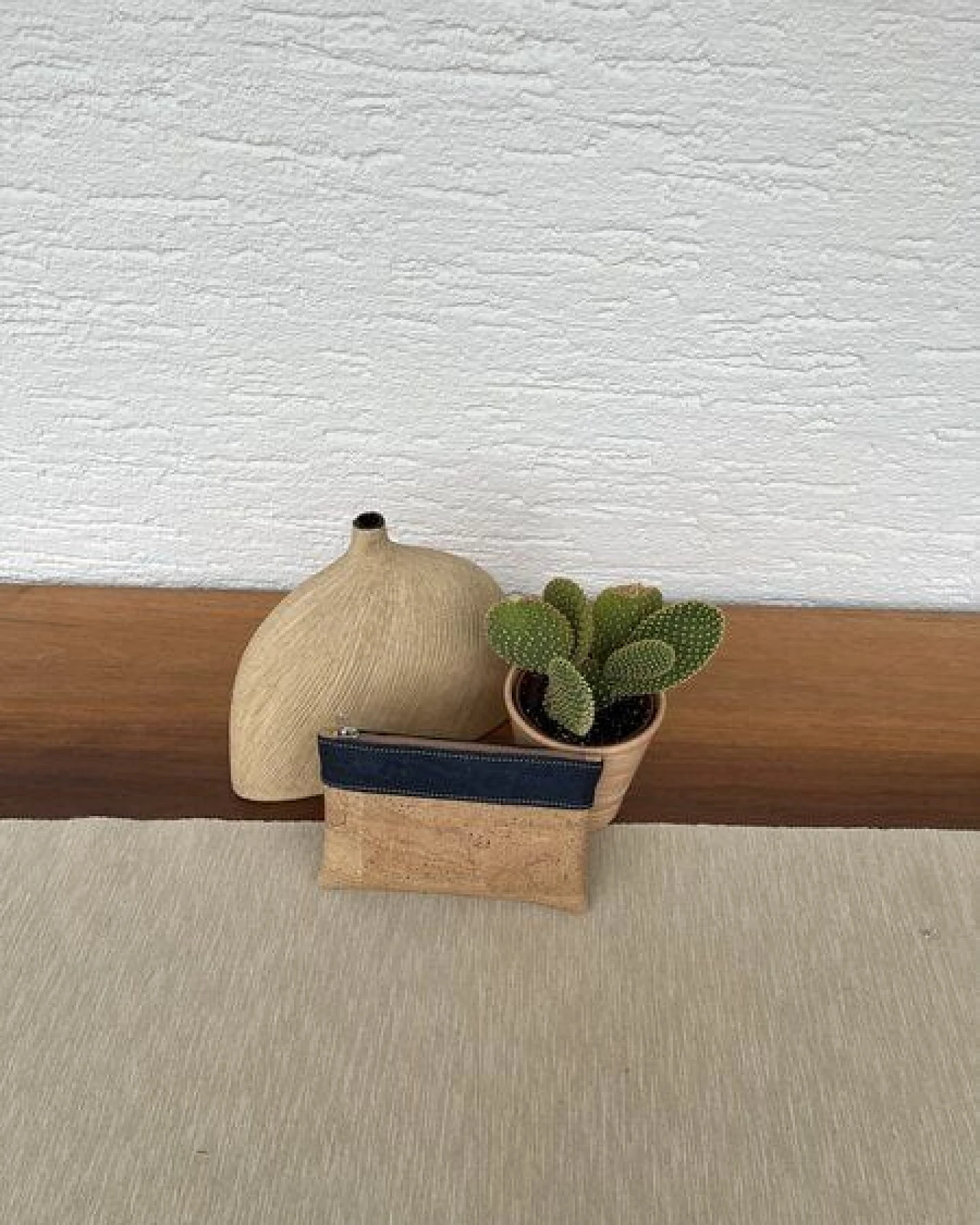 Kork-Deko Kleine Kork-Tasche / kleine Clutch / Etui / großes Portemonnaie, beige blau – Ansicht 3