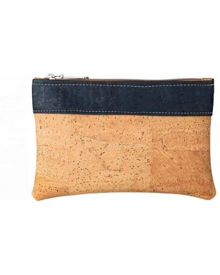 Kork-Deko Kleine Kork-Tasche / kleine Clutch / Etui / großes Portemonnaie, beige blau