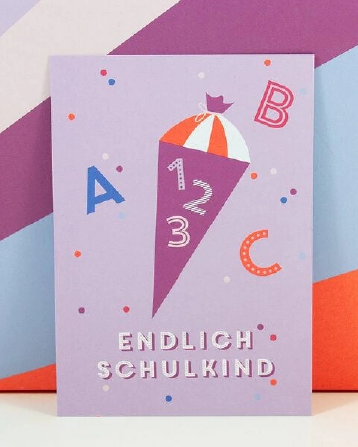 Bow & Hummingbird Postkarte Endlich Schulkind