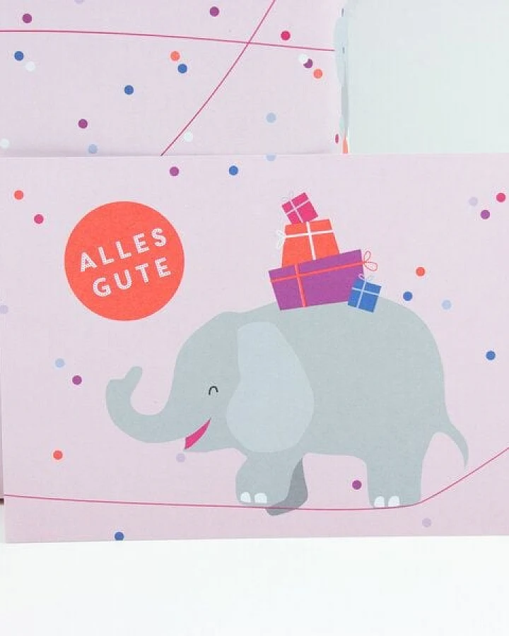 Bow & Hummingbird Postkarte Alles Gute (Elefant)