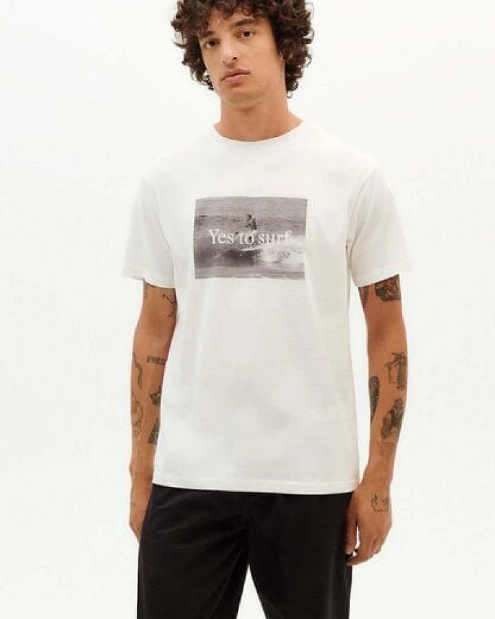 thinking mu Surf T-Shirt snow white aus Bio-Baumwolle