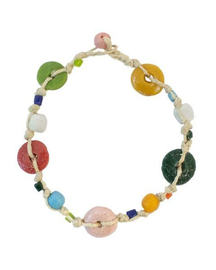 Upcycling Glasperlen Armband - RAINBOW FIESTA HANF - Global Mamas
