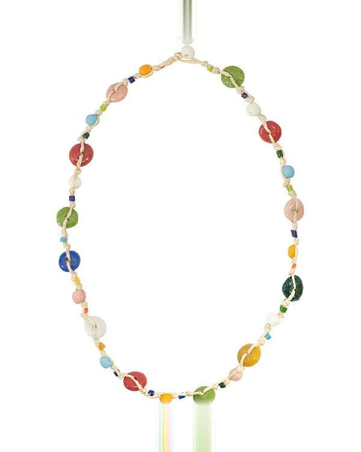 Upcycling Glasperlen Halskette - RAINBOW FIESTA HANF - Global Mamas