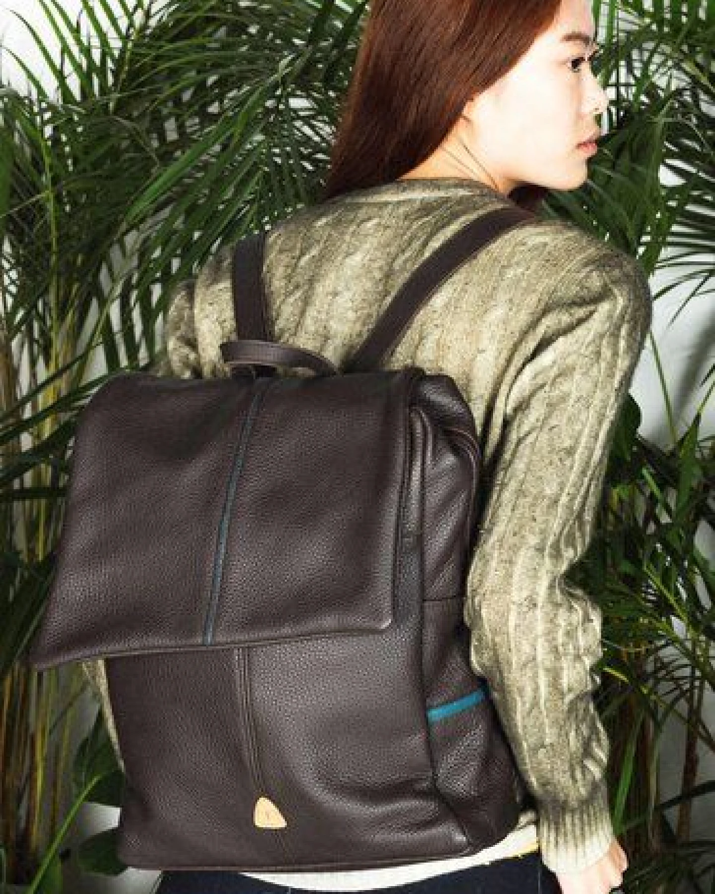Ritagli di G Damen Leder Laptop Rucksack MARTIN für Studium oder Arbeit - 100% Made in Italy – Ansicht 3