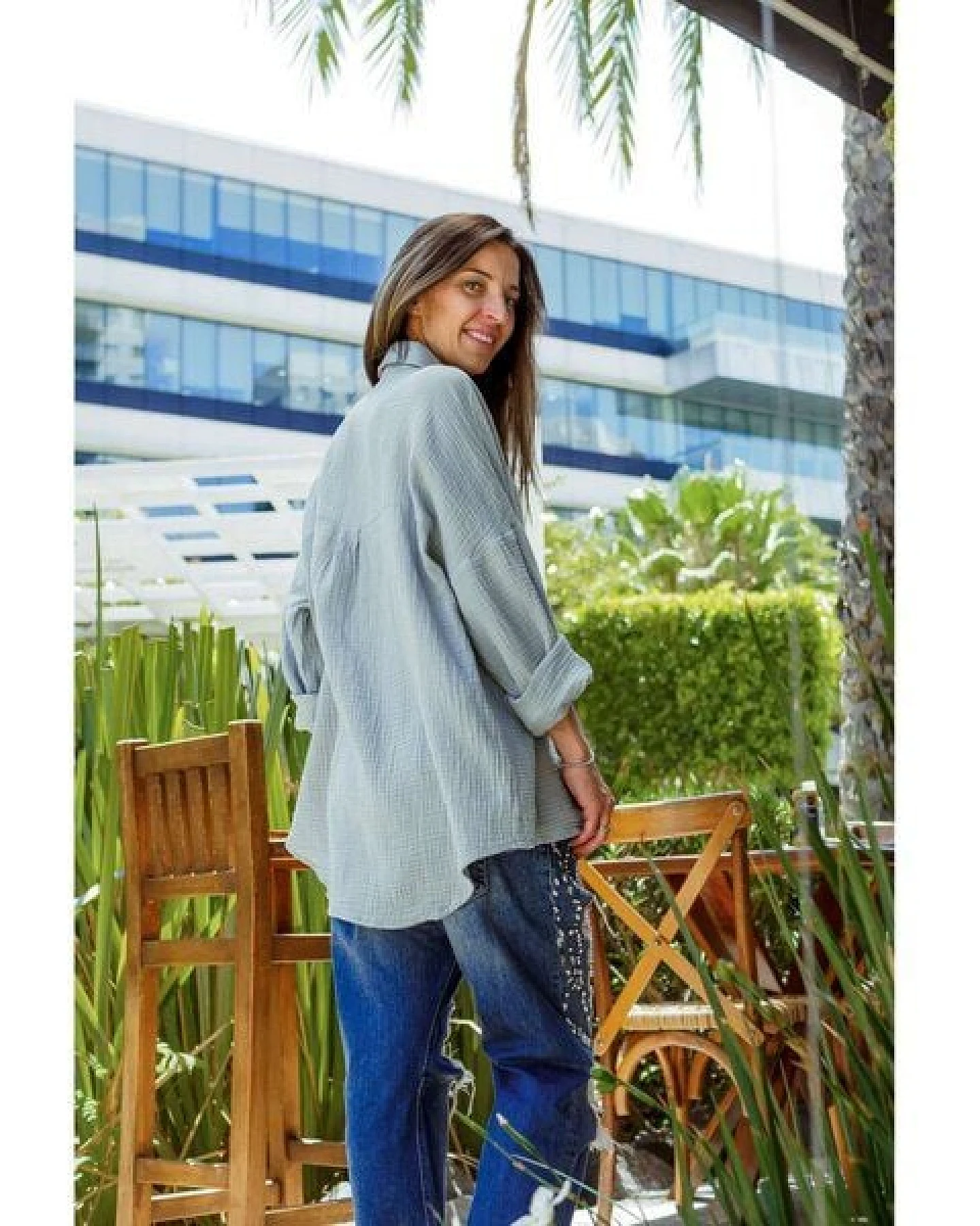 Hutch&Putch Musselin Oversize Bluse - Klassische Bluse - Langarmbluse aus 100% Bio-Baumwolle – Ansicht 4