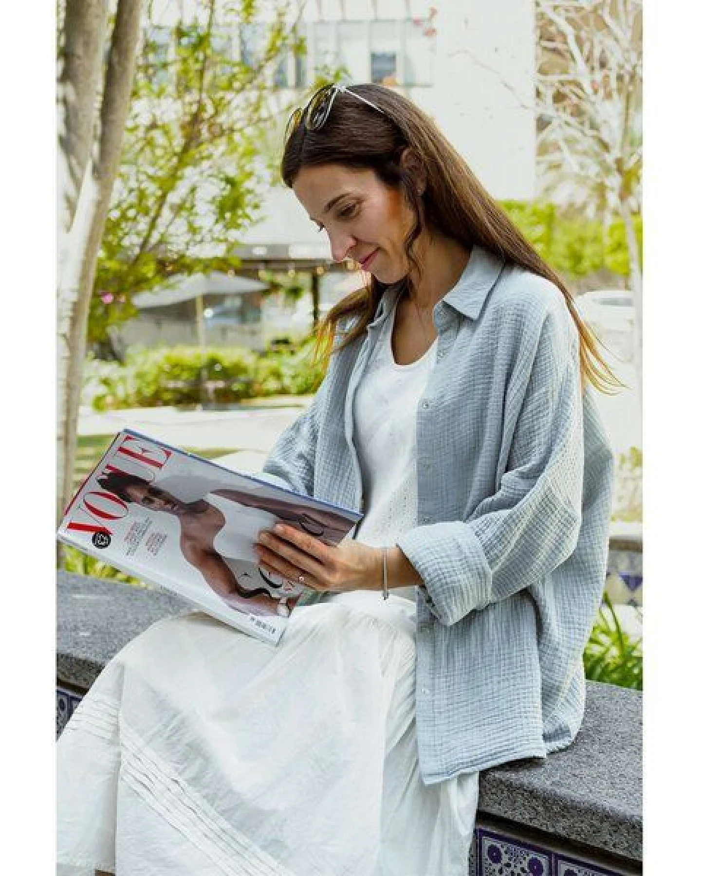 Hutch&Putch Musselin Oversize Bluse - Klassische Bluse - Langarmbluse aus 100% Bio-Baumwolle – Ansicht 3