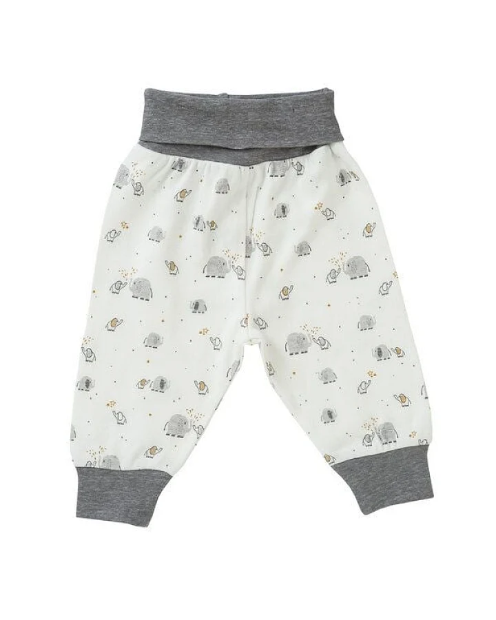 People Wear Organic Babyhose, "Elefant", weiß/bedruckt, 100% Baumwolle (bio)