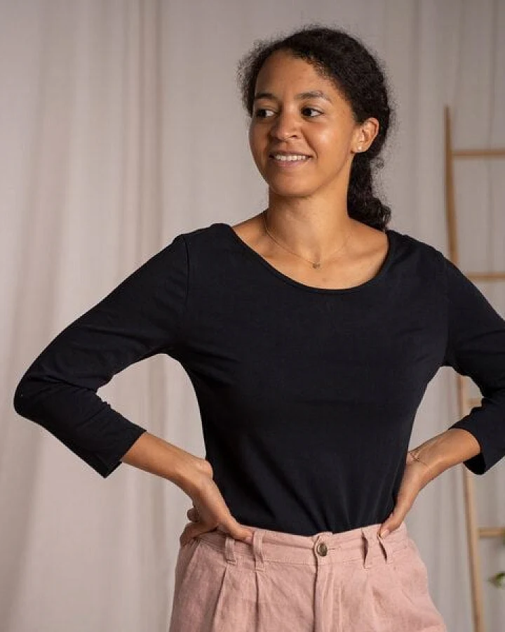 Vresh Clothing Vloria, 3/4 Top mit Rückenausschnitt aus Biobaumwolle