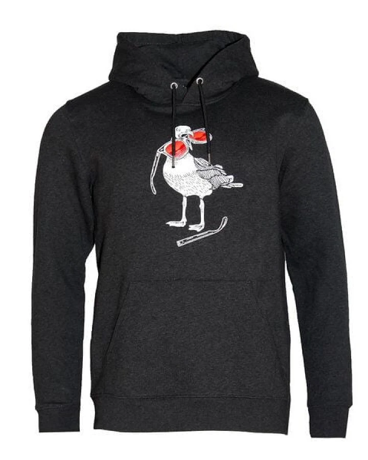 FÄDD Herren Sweatshirt Hoodie Bio-Baumwolle "Hipster Haps Möwe" Grau/ Blau