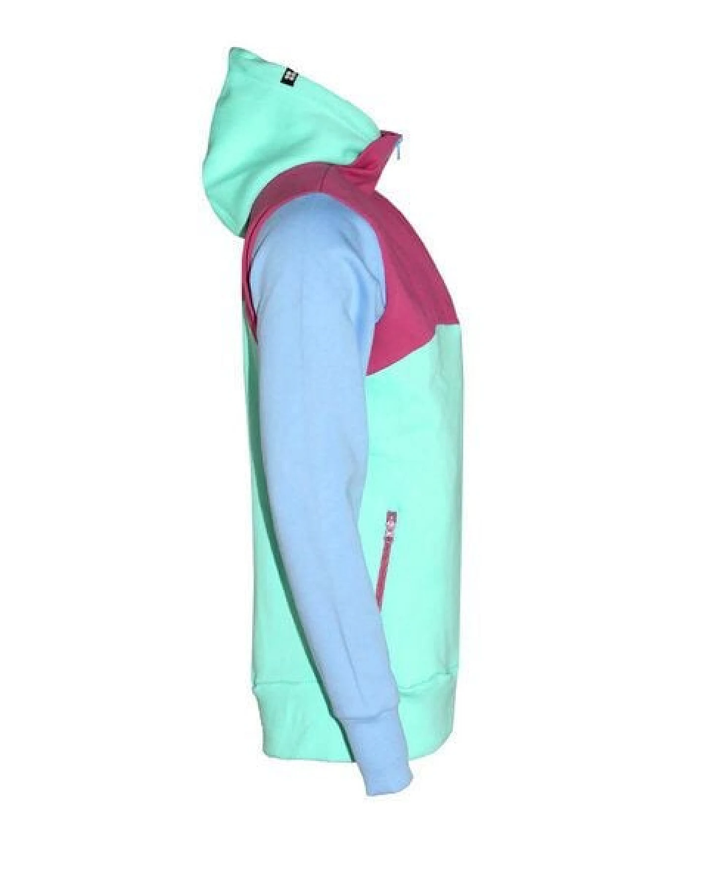 FÄDD Unisex Sweatjacke/ Hoodie/ Zipper aus Bio-Baumwolle Blau/Rot/Türkis – Ansicht 3