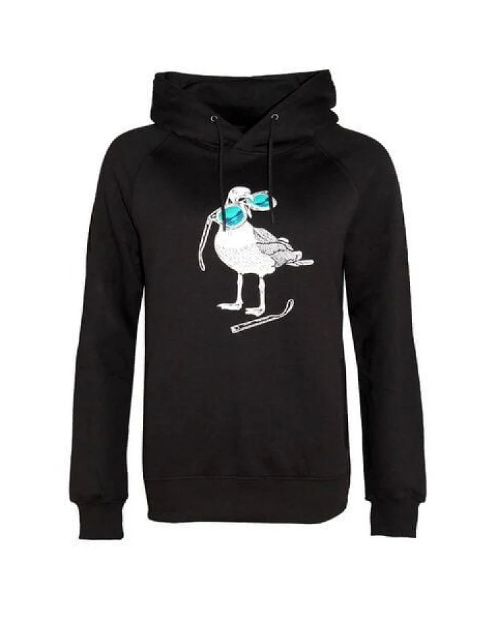 FÄDD Damen Sweatshirt Hoodie Bio-Baumwolle "Hipster Haps Möwe" Schwarz