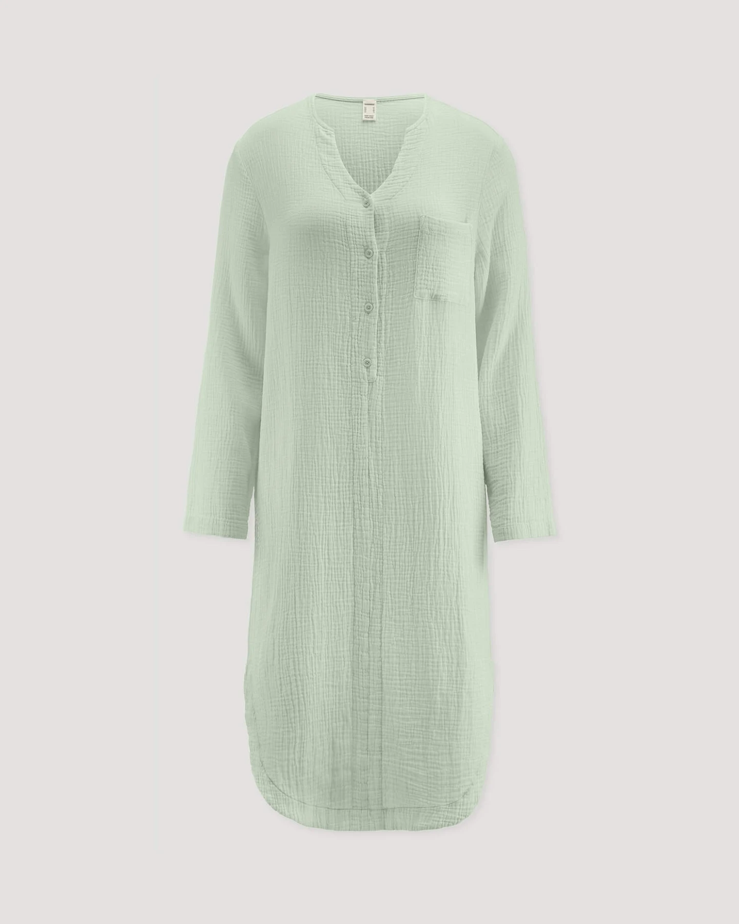 hessnatur Damen Musselin Nachthemd Relaxed PURE COMFORT aus Bio Baumwolle - grün - Größe 44 – Ansicht 3