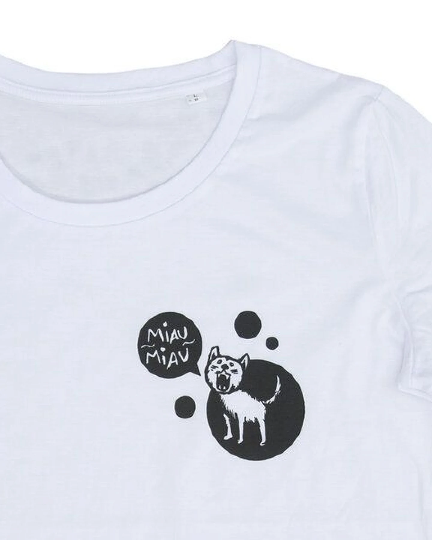 päfjes Miau Miau Katze - Damen Shirt - fair gehandelt - Bio - White – Ansicht 2