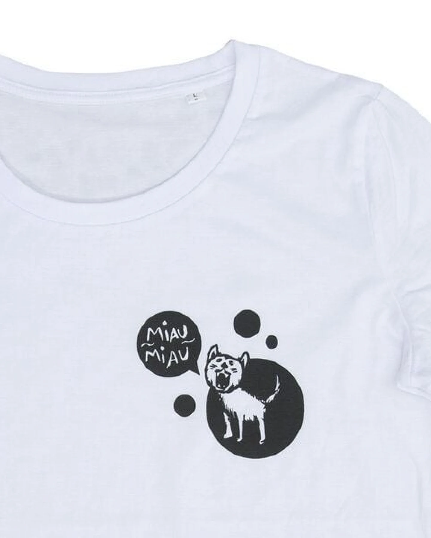 päfjes Miau Miau Katze - Damen Shirt - fair gehandelt - Bio - White – Ansicht 2
