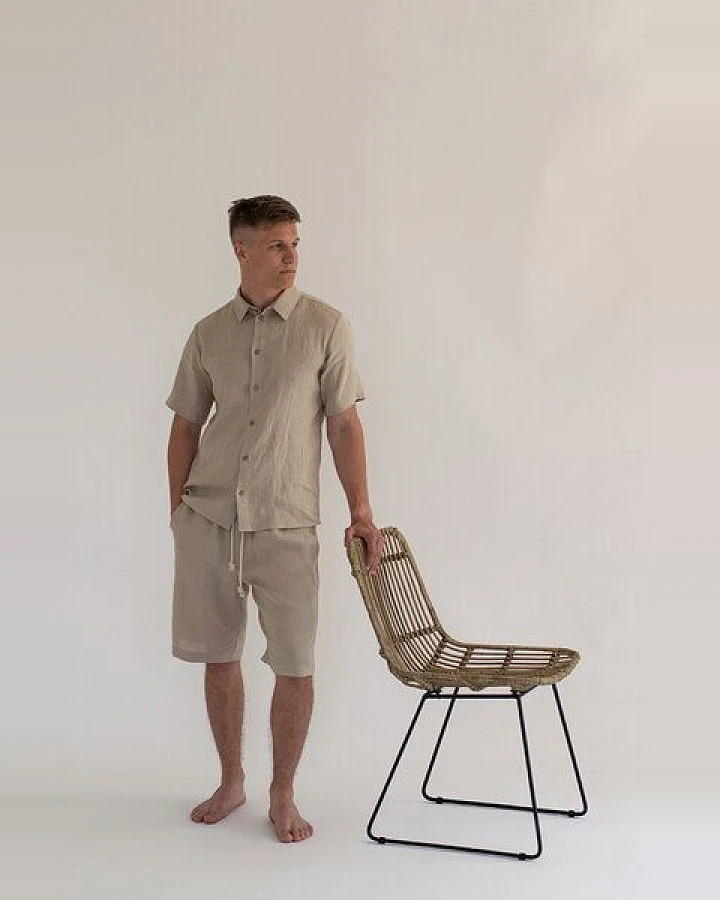 gust. Herren Kurzarm Leinenhemd - Linen shirt - Short sleeve - 100% Bio-Leinen