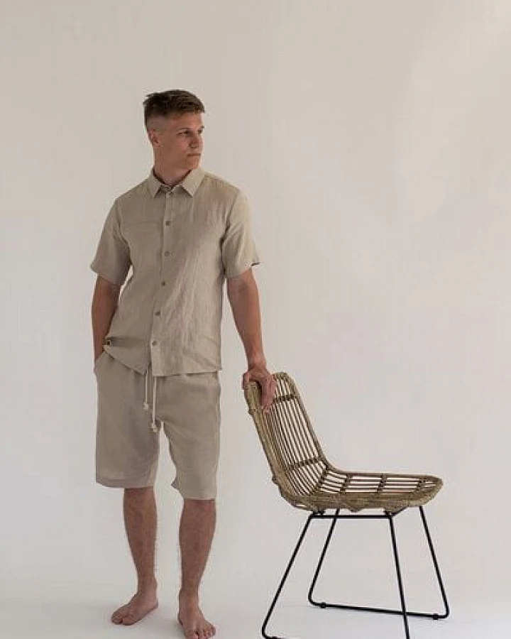 gust. Herren Kurzarm Leinenhemd - Linen shirt - Short sleeve - 100% Bio-Leinen