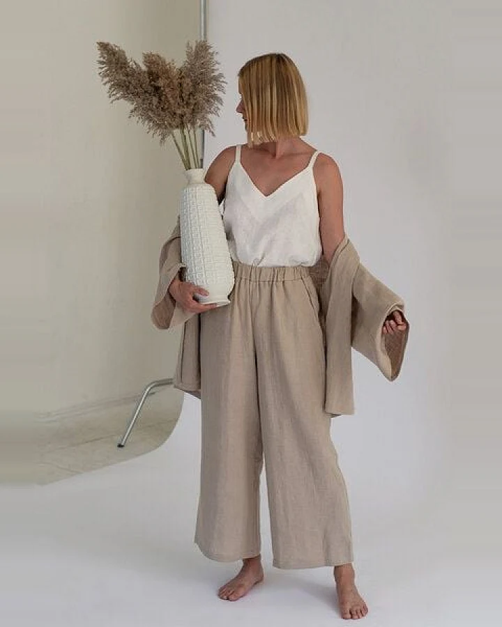 gust. Damen Weite Leinenhosen - Culotte - Linen trousers - 100% Bio-Leinen