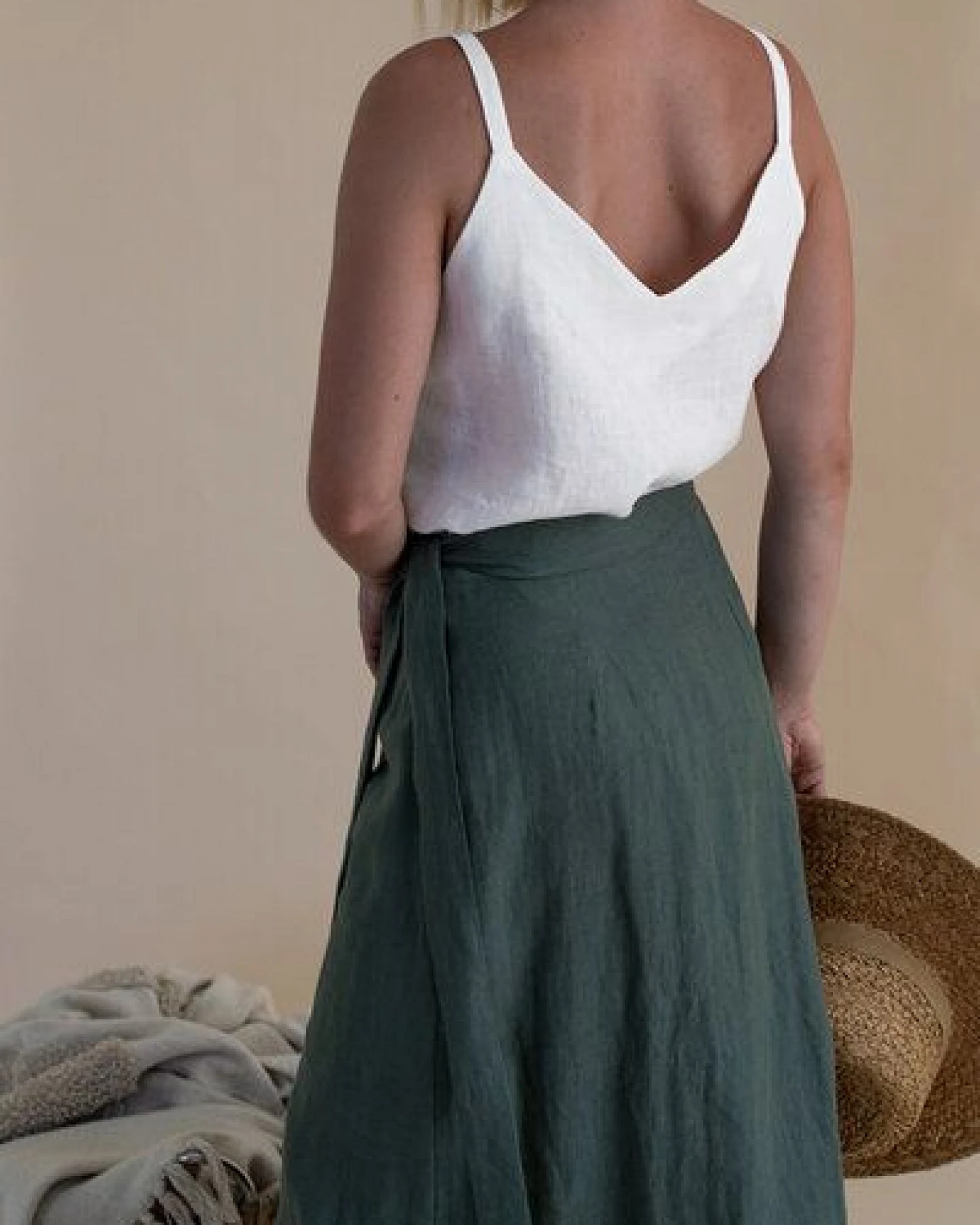 gust. Leinen-Wickelrock - Linen Wrap Skirt - 100% Bio-Leinen – Ansicht 3