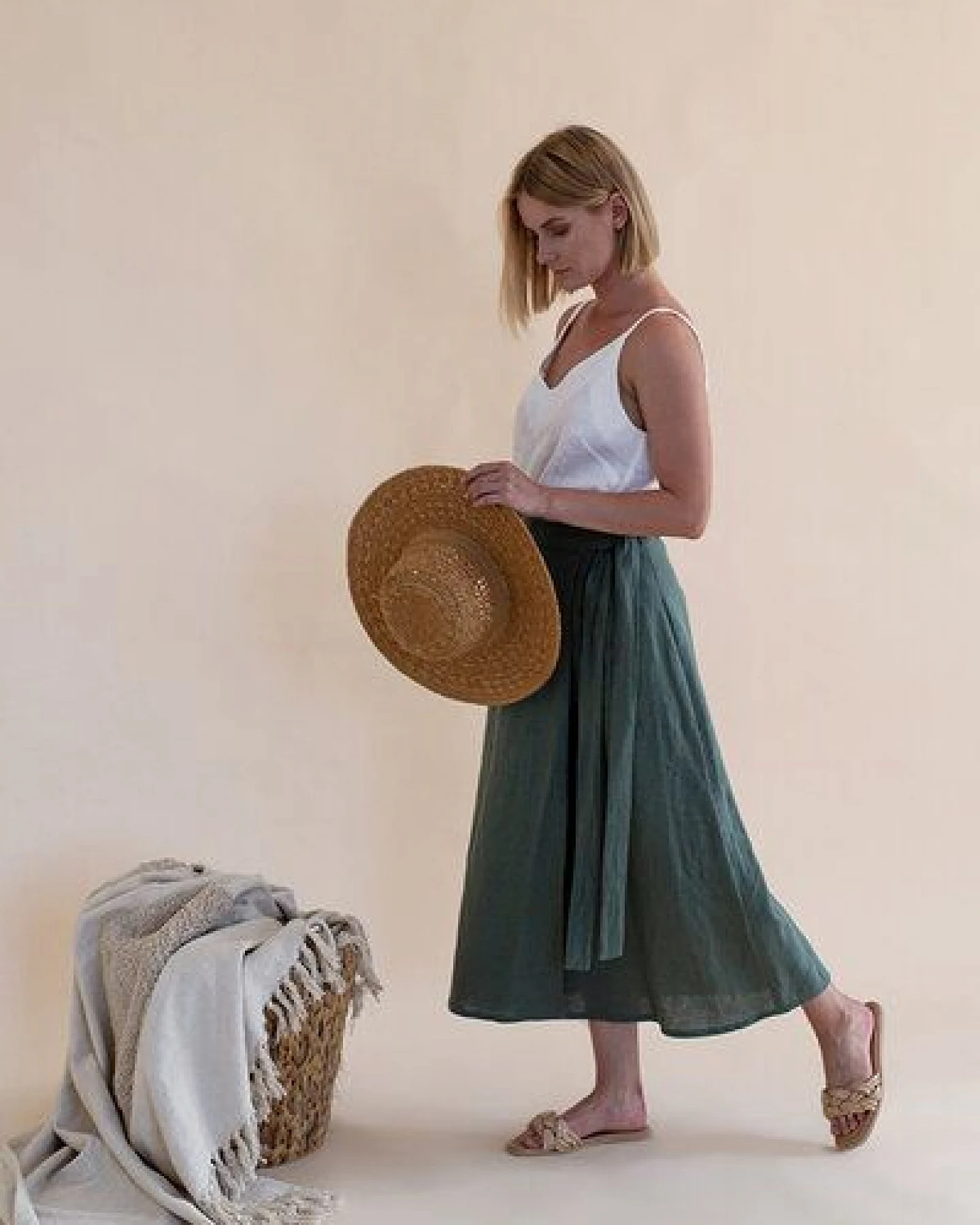 gust. Leinen-Wickelrock - Linen Wrap Skirt - 100% Bio-Leinen – Ansicht 2
