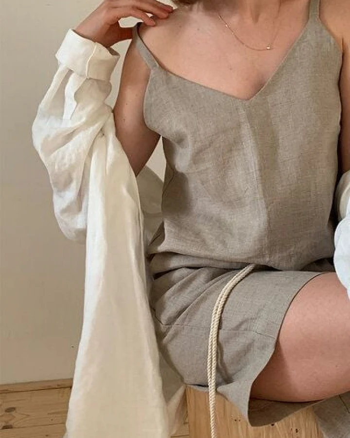 gust. Leinentop - V-Ausschnitt - Linen V-neck top - 100% Bio-Leinen