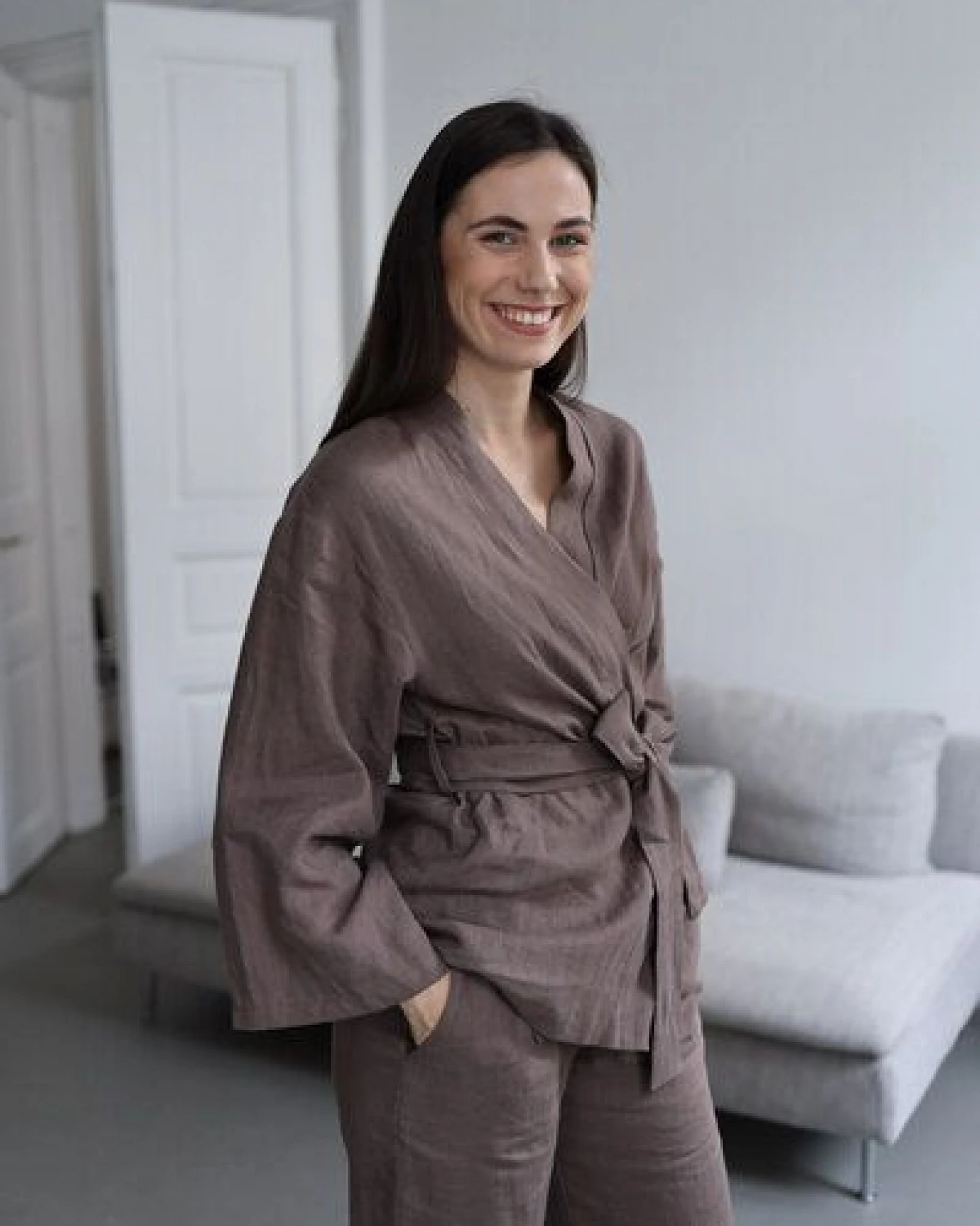 gust. Kimono aus Leinen - Linen Kimono - 100% Bio-Leinen – Ansicht 2