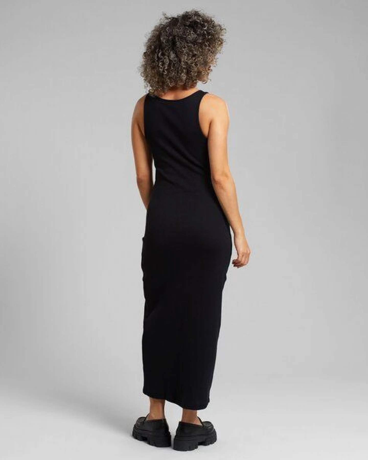 DEDICATED Kleid Motala Rib - Black – Ansicht 3